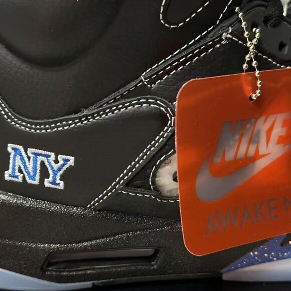 Nike Air Jordan 5 Retro Black White Blue Men Shoes Awake NYC